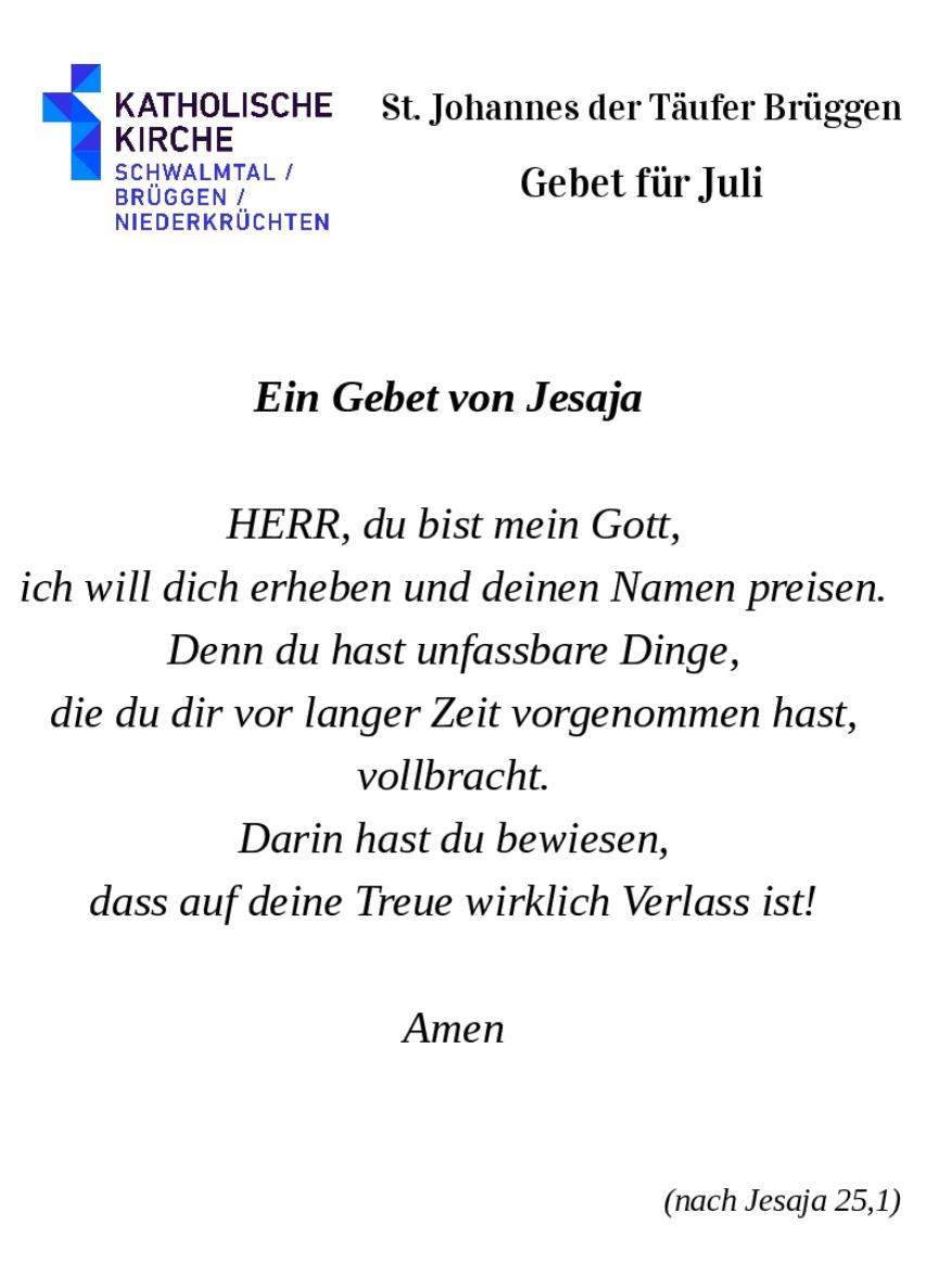 2026-2027 Gebete-0001 (c) St. Johannes der Täufer Brüggen
