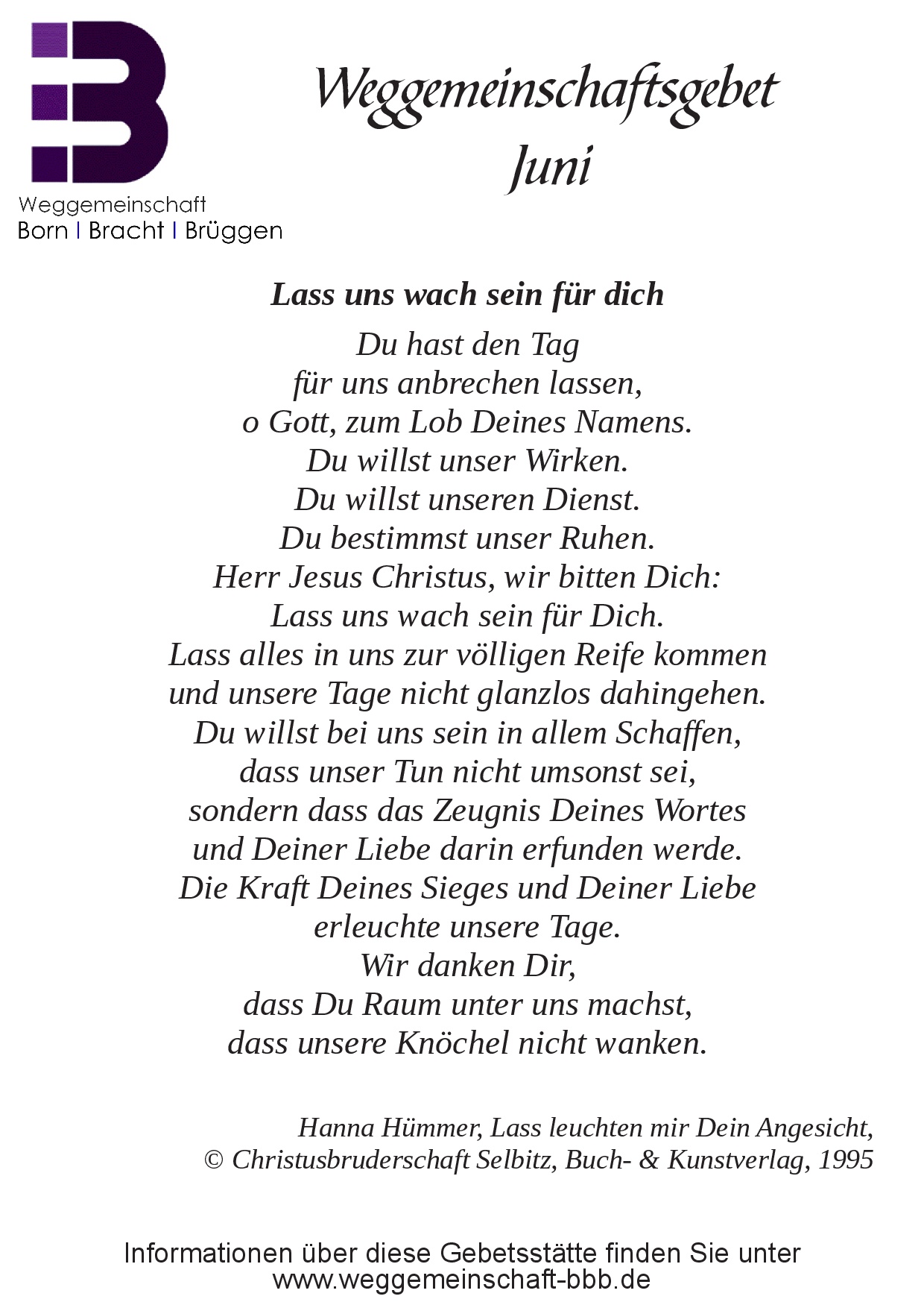 Gebete 2024-2025-0012 (c) Weggemeinschaft BBB