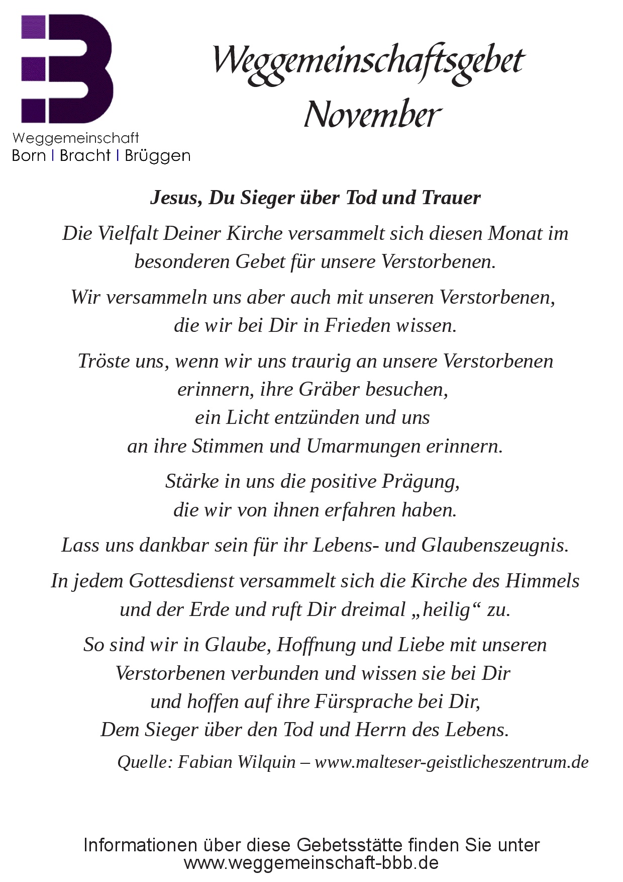 Gebete 2025-2026-0005 (c) Weggemeinschaft BBB