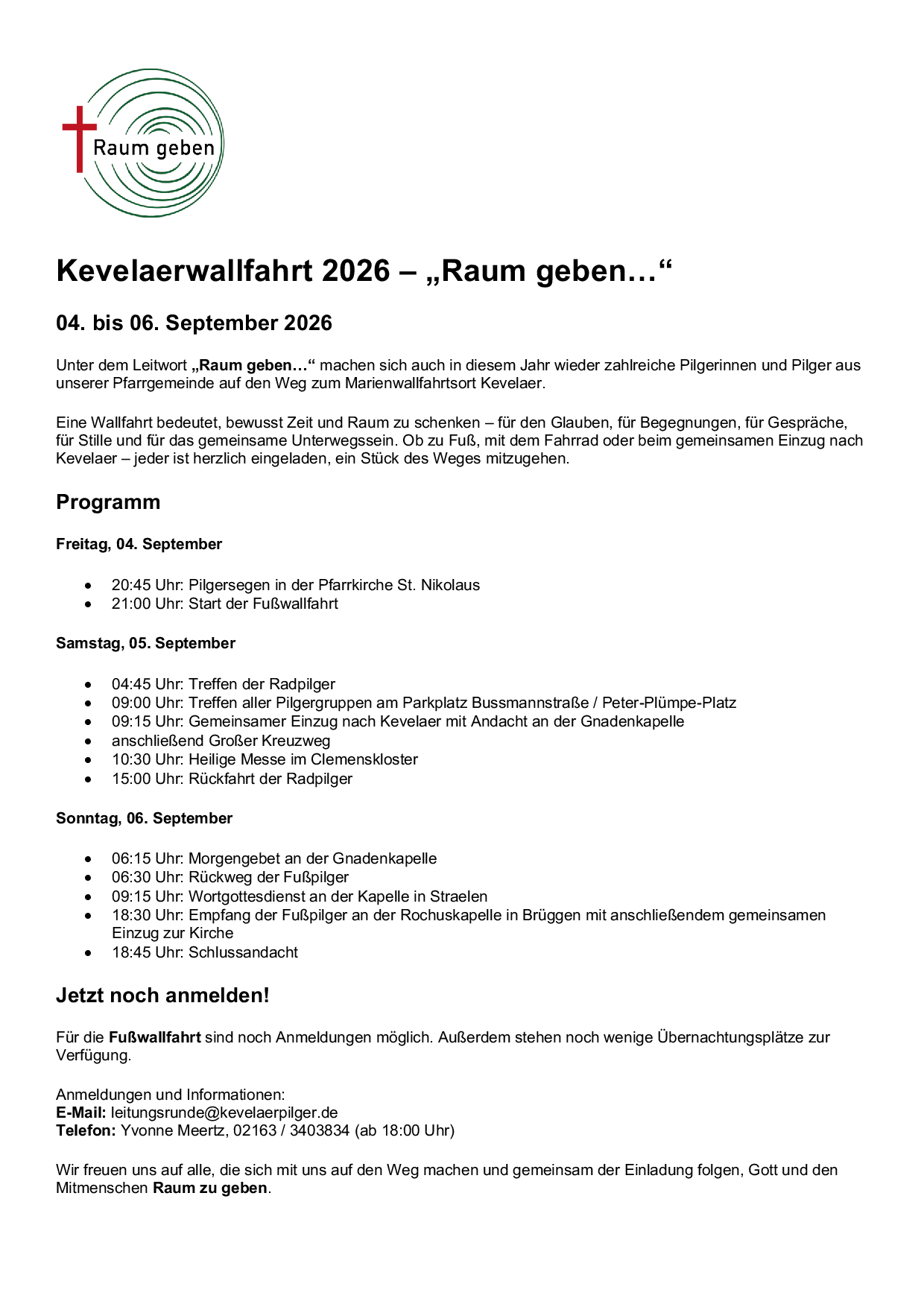 Kevelaerwallfahrt 2026 - Pfarrbrief (c) Yvonne Meertz